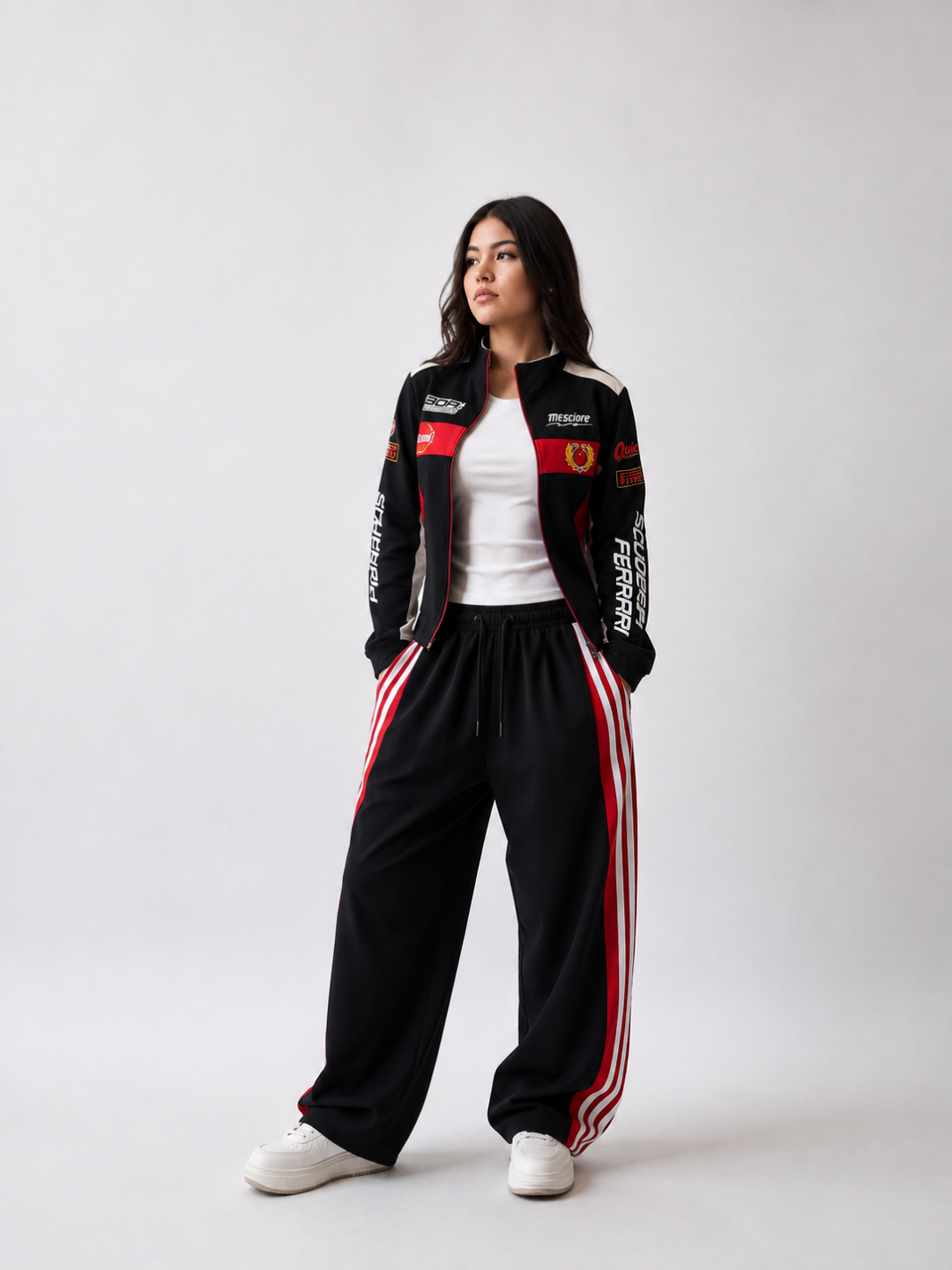 MOTO ayollar sport kostyumi, ikki qismli to‘plam, jogger shim, ikki ipli, S–XL