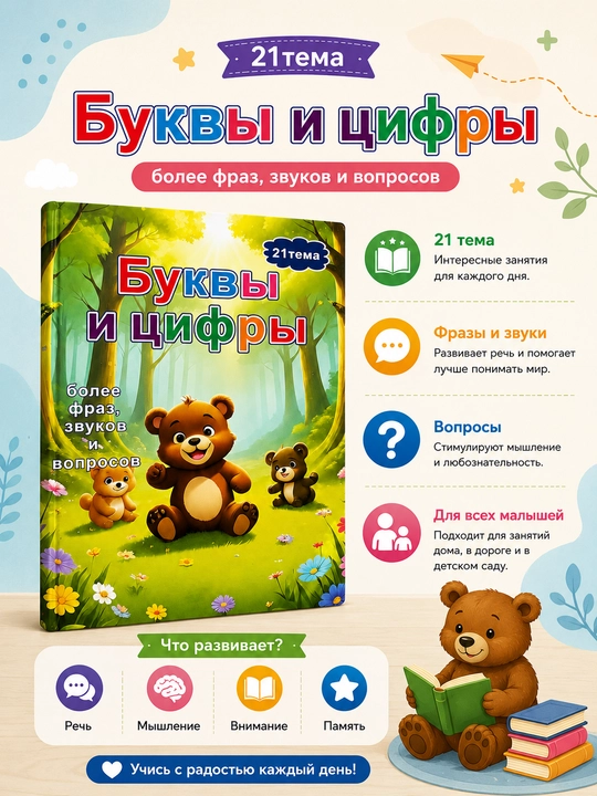 Интерактивная говорящая книга для детей на узбекском и русском языках, обучающая - 