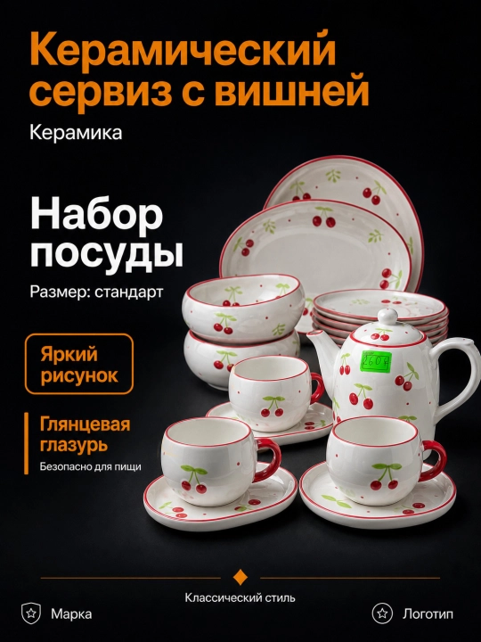 Набор посуды на 6 персон, 44 предмета - 