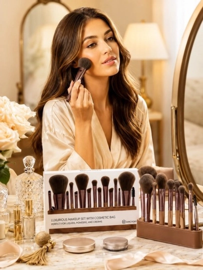 Bh Cosmetics Lavish Elegance, набор из 15 кистей для макияжа в косметичке