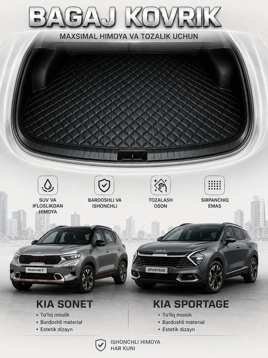 KIA Avtomobil yukxonasi bagaj uchun ekocharm - 