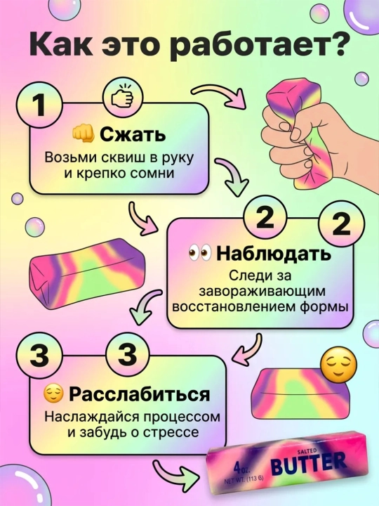 Сквиш кубик Nee Doh, Сквиш антистресс, Шоколад, Плитка, Фанта, Пепси, Макдональдс