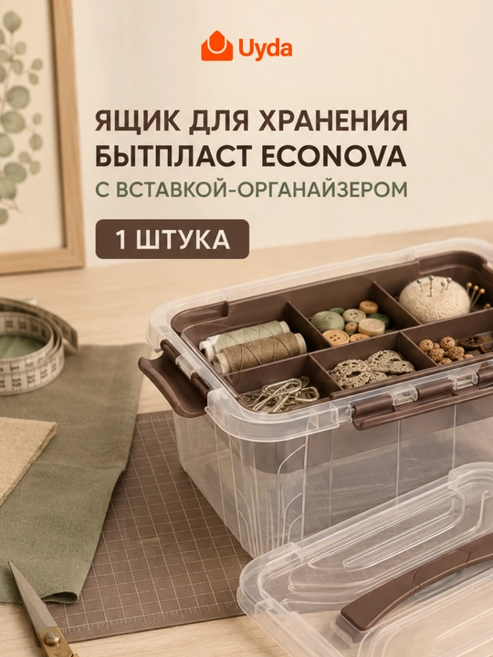 Ящик c крыш для хран с вставкой-органайзером БЫТПЛАСТ ECONOVA 433224114 4.2л 1шт - 