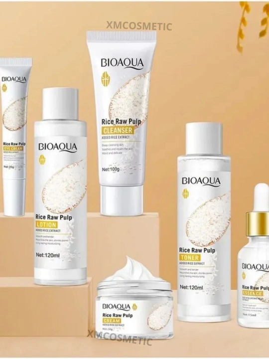 Yuzni parvarish qilish to'plami Bioaqua, 6 tasi 1 da, nabor va donalik, guruch ekstrakti