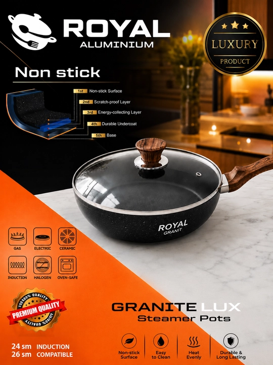 Tova ROYAL GRANITE PREMIUM zanglamaydigan korpusli granit qoplamali 24/26 sm diametrli - 