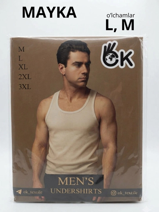 Erkaklar uchun mayka, 100% paxtali, qulay va klassik bichimda, havo o’tkazuvchi