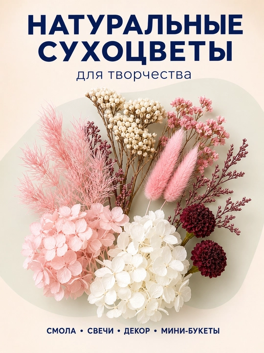 Натуральные сухоцветы для декора и творчества, декоративные цветы, для смолы - 
