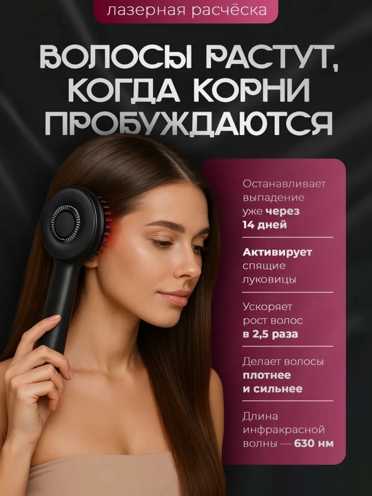 Bosh terisi uchun elektr vibromassajyor taroq, infraqizil chiroq va rezervuarli