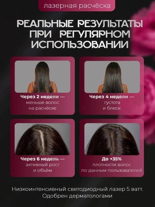 Bosh terisi uchun elektr vibromassajyor taroq, infraqizil chiroq va rezervuarli