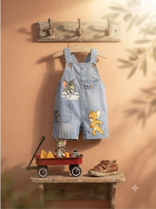 Bolalar jinsi kombinezoni Tom va Jerry printli yozgi shortik ko‘k