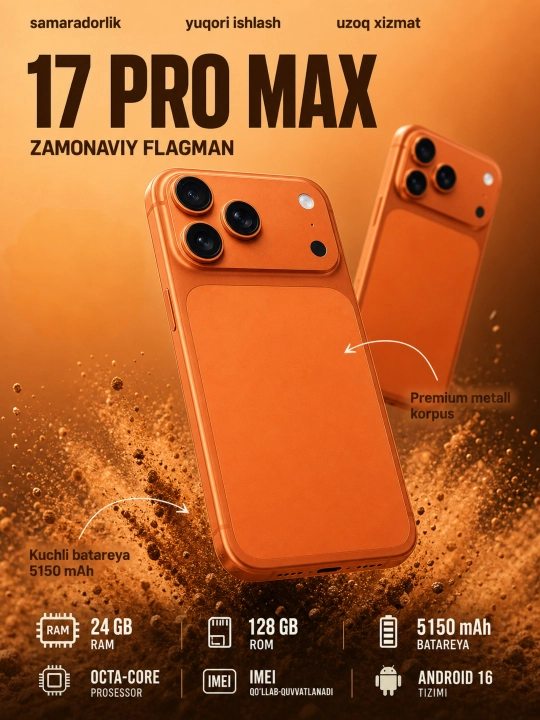 Смартфон A17 Pro Max, 16/128 ГБ, дисплей 6.75", батарея 5160 мАч - 