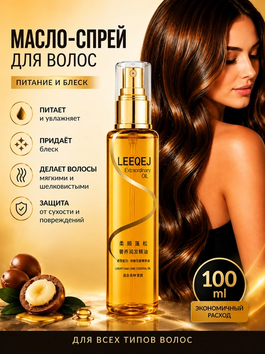 Масло для питания, распутывания и укладки для волос, LEEQEJ Oil 100 мл МР - 