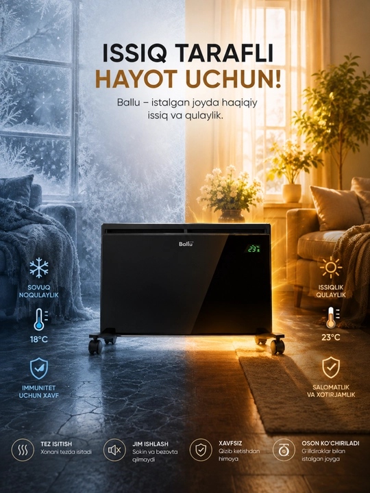 Electrolux ECH/T-2000 M elektr konvektori, 25–30 m² uchun isitgich