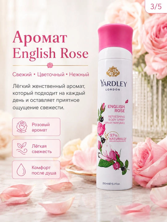 Ayollar uchun xushbo‘y tana spreyi 150 ml — 5 xil gul aromati