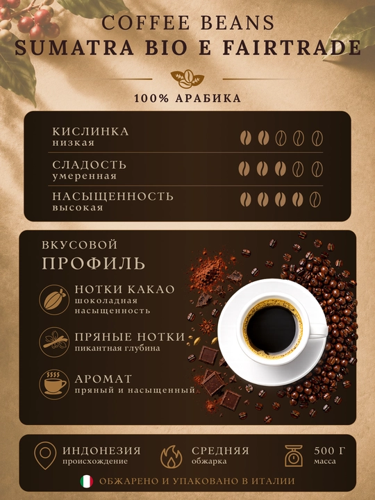 Corsini Sumatra Bio Fairtrade donali qahva 500 g 100% Arabika organik Italiya