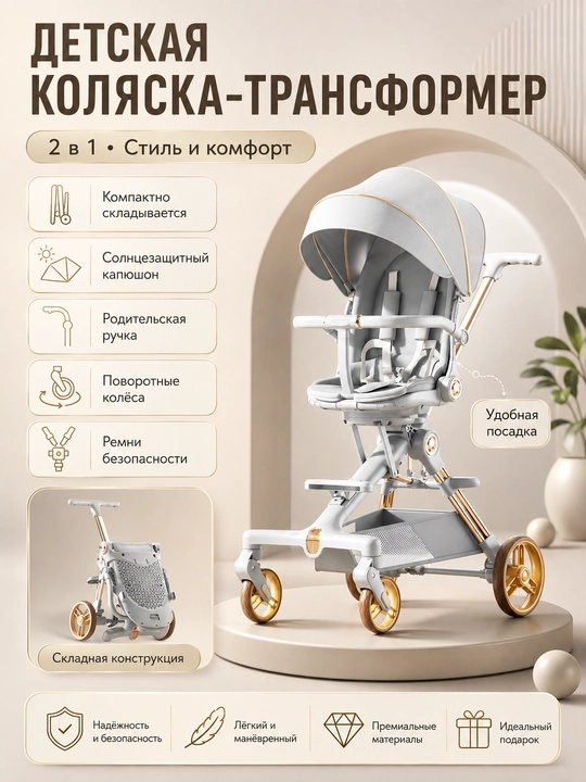 Transformer bolalar aravachasi, 2 tasi 1 da - 