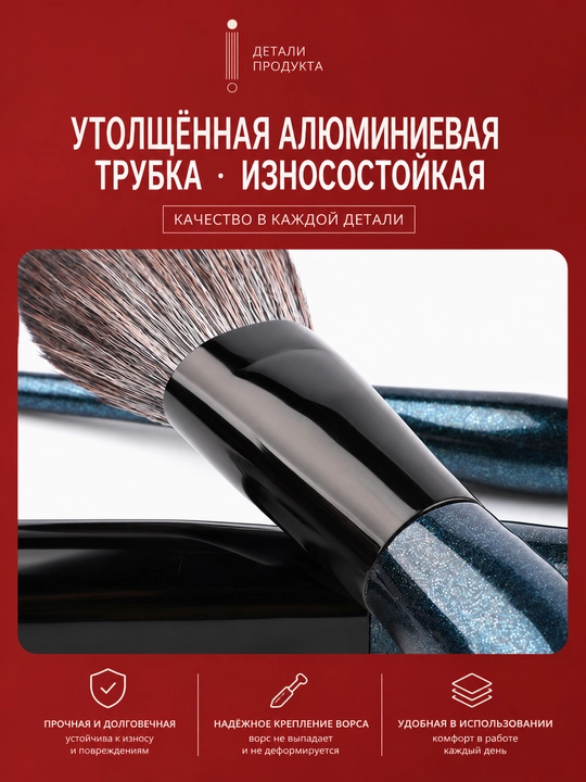 10 dona professional makiyaj cho‘tkalari to‘plami – yog‘och tutqichli, g‘ilof bilan