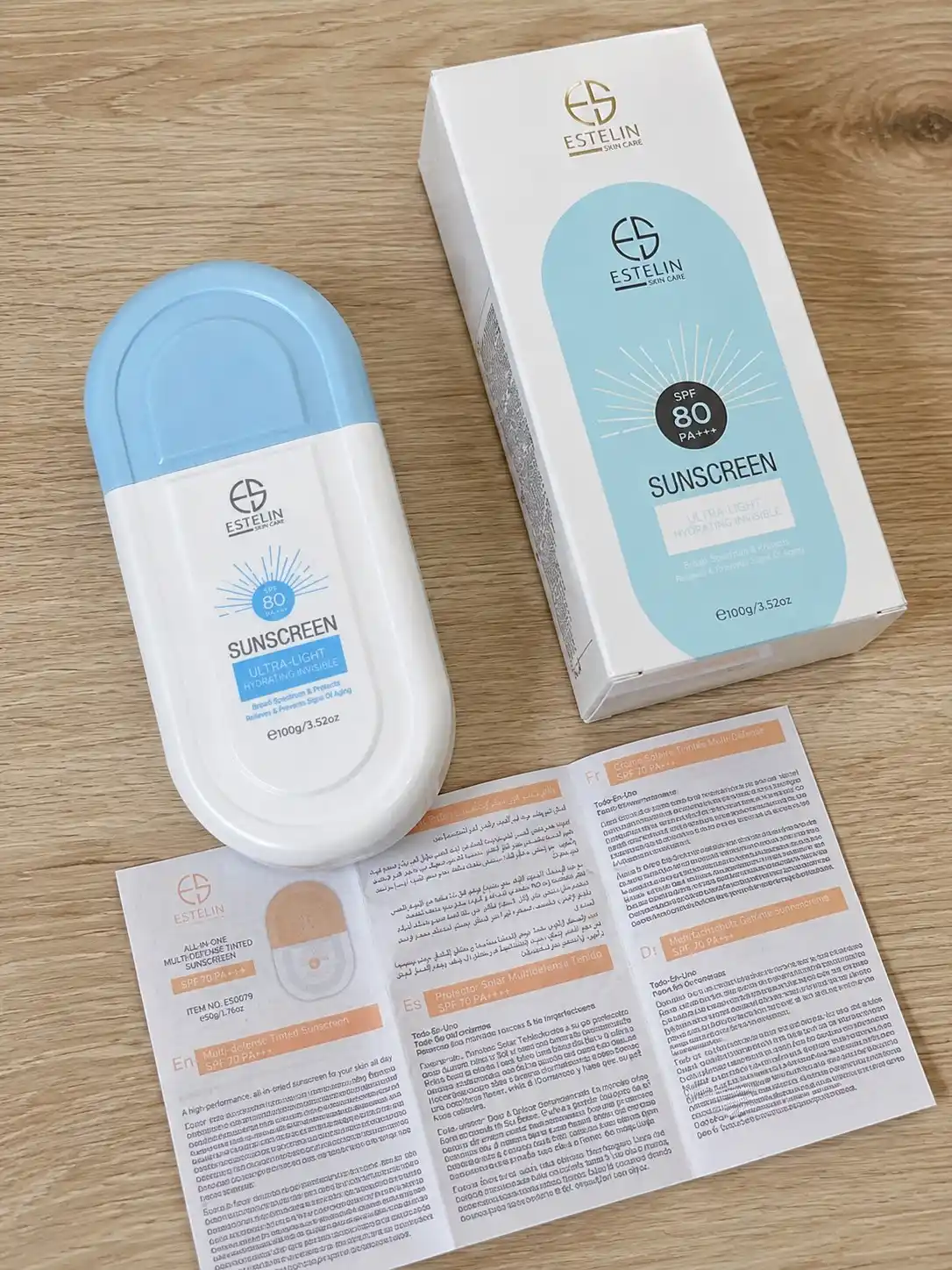 Quyoshdan himoya qiluvchi krem Estelin SPF 80, SPF 100 PA+++, 100 g