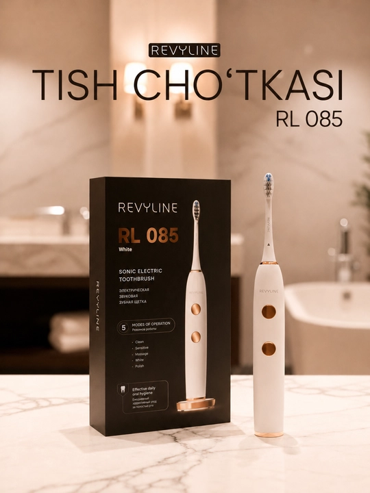 Elektr tish cho‘tkasi Revyline RL 085, tovushli, 5 rejim, bosim sensori, 3 nasadka