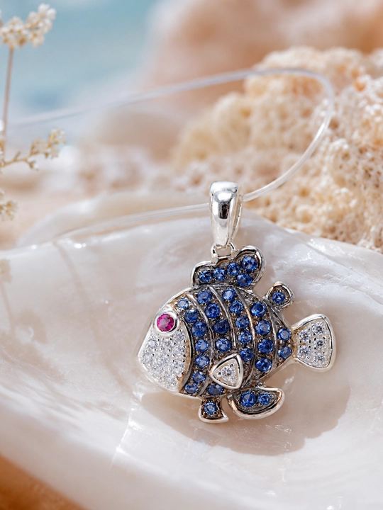 Marjon 925 kumush, rodiy bilan qoplangan,"Fianit Rubin sint. Nanosafir (YX00751P-0S-VMV)