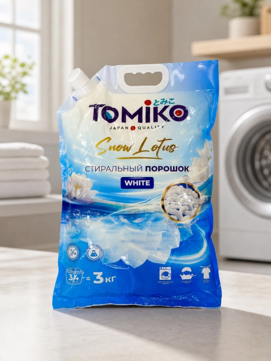 Kir yuvish kukuni, Tomiko Qor lotosi - oq matolar uchun