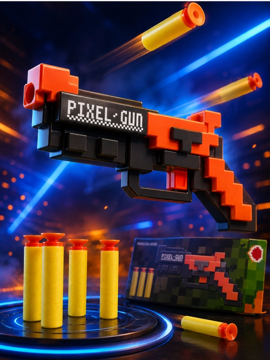 Pixel Gun bolalar pikselli to‘pponchasi, o‘g‘il bolalar uchun yumshoq o‘qli blaster - 