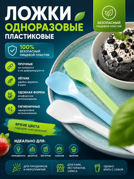 Muzqaymoq va perojniy va dessertlar uchun mini qoshiqchalar