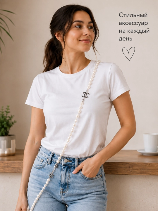 Жемчужные бусы через плечо с цветочками, украшение для школьниц и девушек