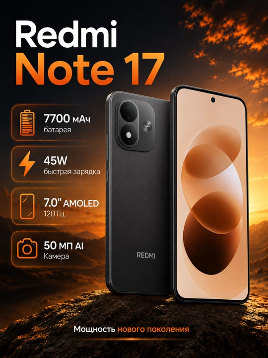Смартфон Xiaomi Redmi Note 17, 8000 мАч 120 Гц - 
