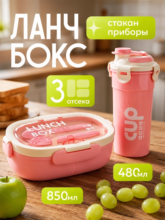 To'plam bento lanch box + stakan