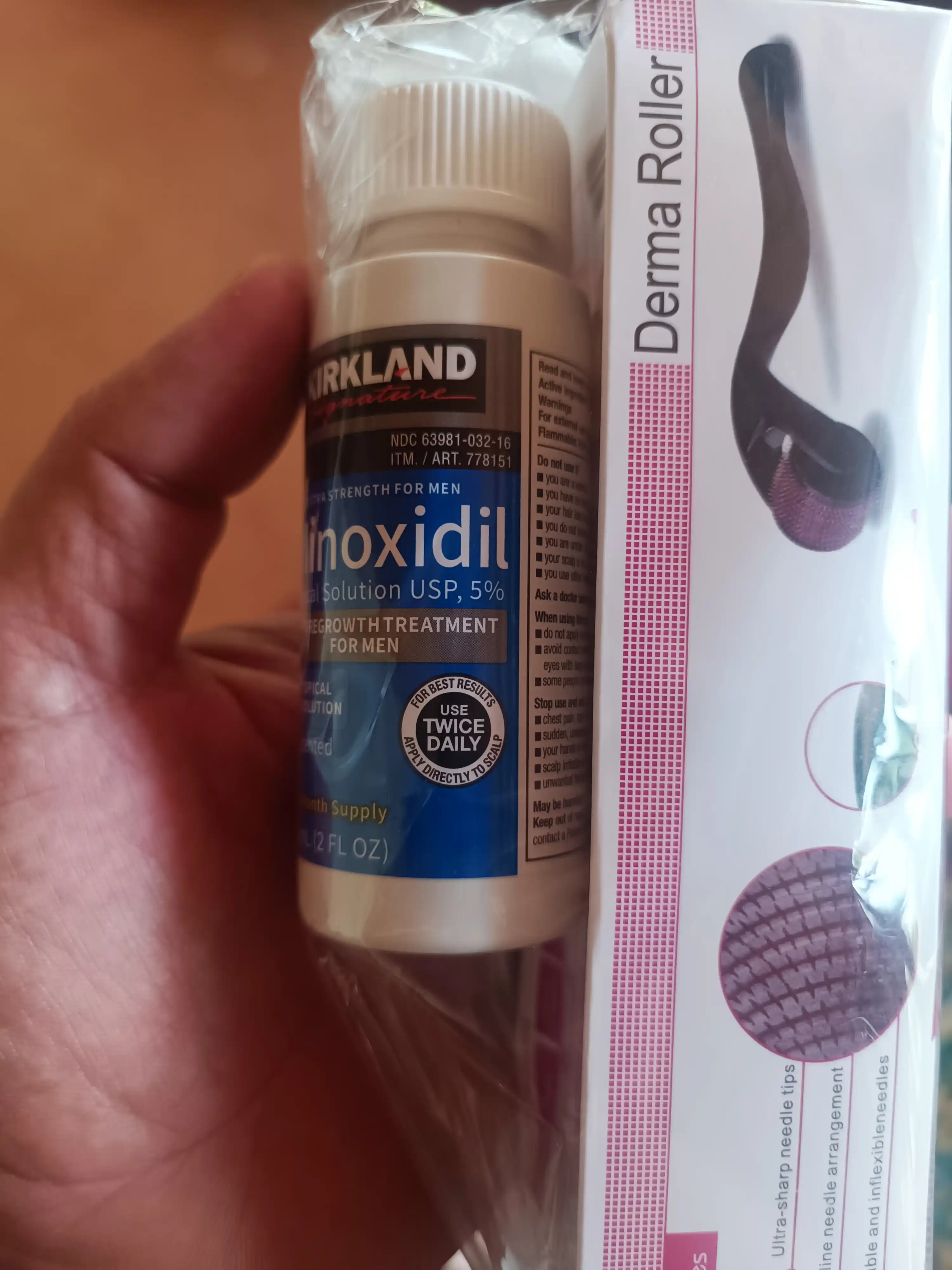 Soch va soqol o'stirish uchun minoksidil 5%, 60 ml, mezaroller, pipetka 