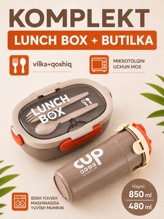 To'plam bento lanch box + stakan