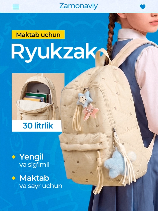Maktab sumkalar qizlar uchun, katta sig'imli ryukzak qizlar uchun - 