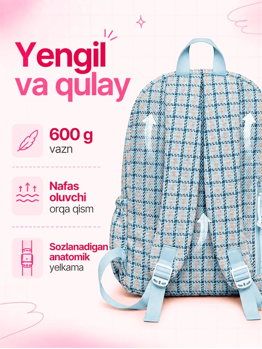 Maktab sumkalar qizlar uchun, katta sig'imli ryukzak qizlar uchun