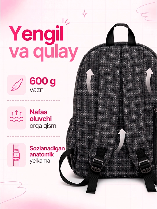 Maktab sumkalar qizlar uchun, katta sig'imli ryukzak qizlar uchun