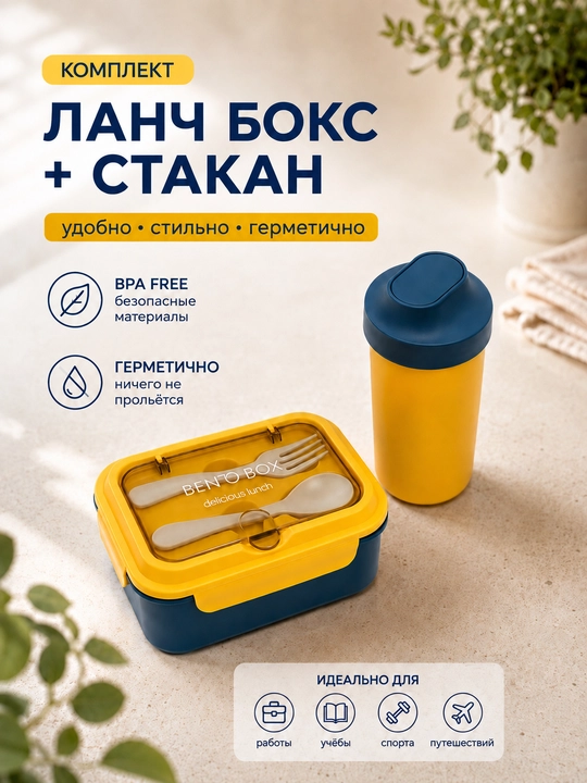 To'plam bento lanch box + stakan