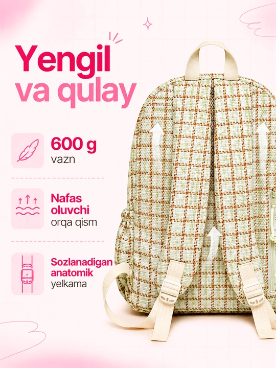 Maktab sumkalar qizlar uchun, katta sig'imli ryukzak qizlar uchun