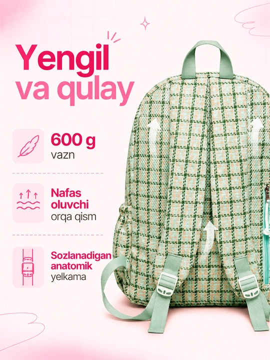 Maktab sumkalar qizlar uchun, katta sig'imli ryukzak qizlar uchun