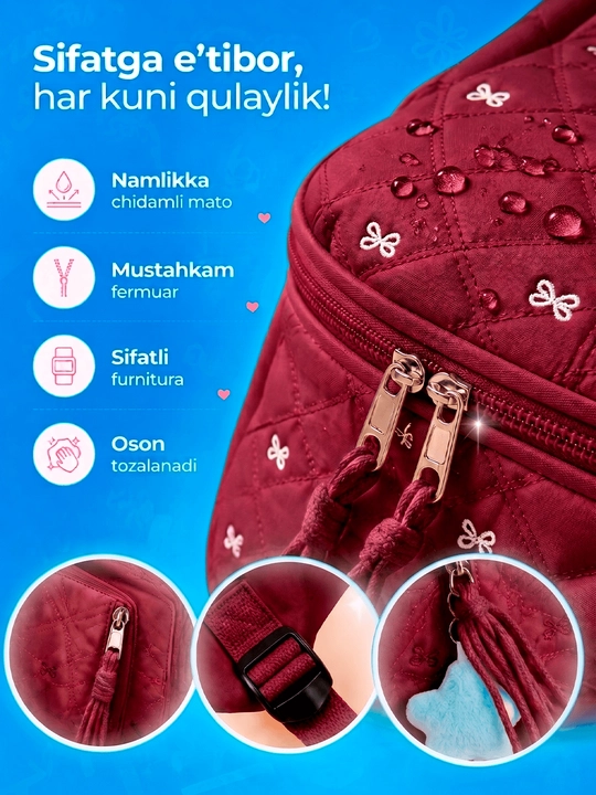 Maktab sumkalar qizlar uchun, katta sig'imli ryukzak qizlar uchun