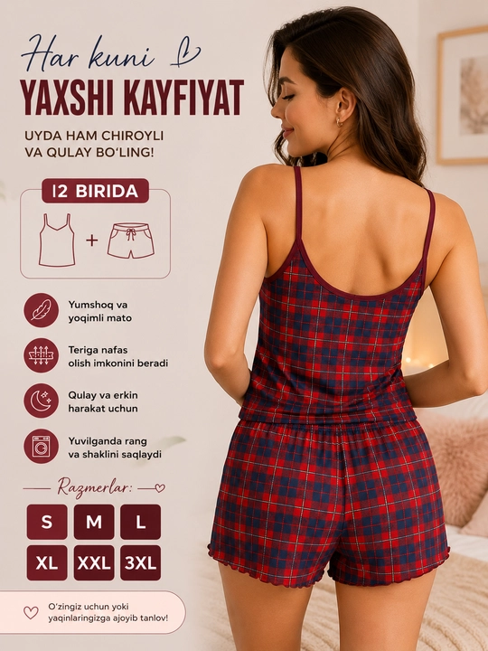 Ayollar pijamasi, tungi kiyimlar va ayollar uy kiyimi