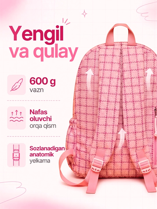 Maktab sumkalar qizlar uchun, katta sig'imli ryukzak qizlar uchun