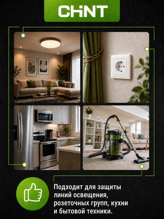 Дифференциальный автомат CHINT NB1L-40 4P, 100 мА, AC, 6 кА, C50–C63