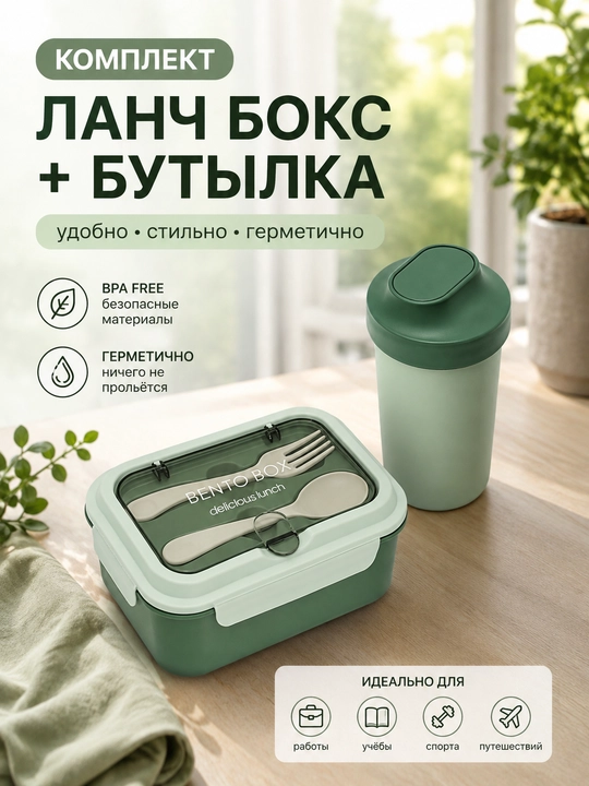 To'plam bento lanch box + stakan