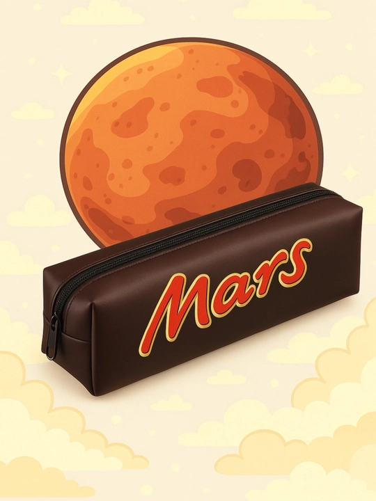 Пенал школьный на молнии с ярким принтом Snickers, Mars, Twix, Milky way, Kit kat - 