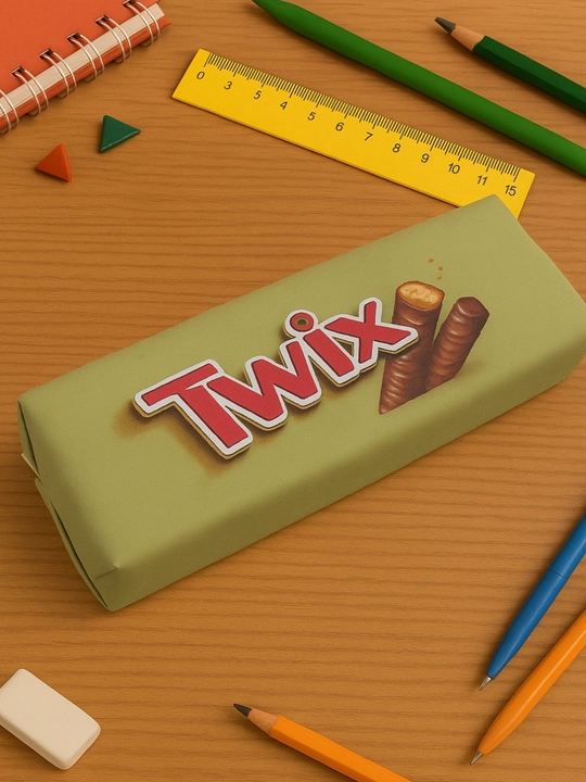 Пенал школьный на молнии с ярким принтом Snickers, Mars, Twix, Milky way, Kit kat - 