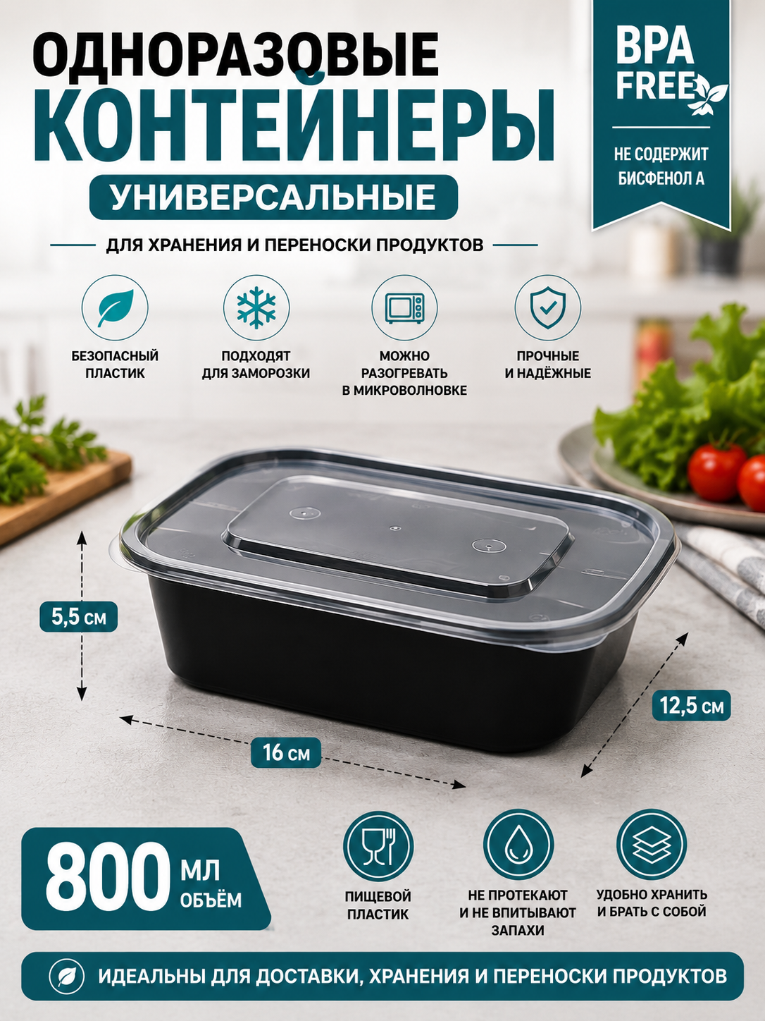 Пластиковый контейнер для заморозки и разогрева - 