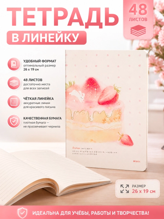 M&G Блокнот в линейку, 48 листов, 26 × 19 см, 4 варианта дизайна обложки - 