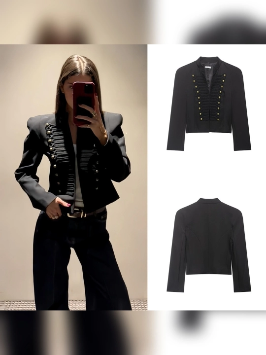 Ayollar pidjagi, klassik kostyum, ish, maktab, ofis uchun uzaytirilgan jaket, oq, qora