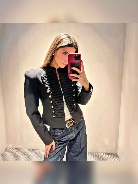 Ayollar pidjagi, klassik kostyum, ish, maktab, ofis uchun uzaytirilgan jaket, oq, qora
