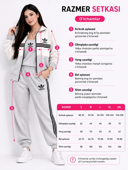Ayollar sport kostyumi 3 qismli olimpiyka top shim oversize kulrang casual